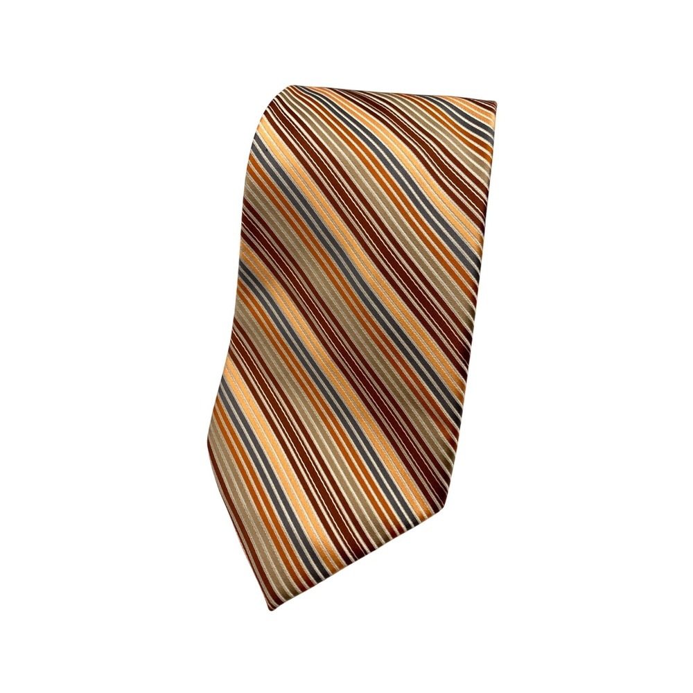 Stafford Essentials Men's Tie Striped Necktie Tan Brown Maroon NWOT